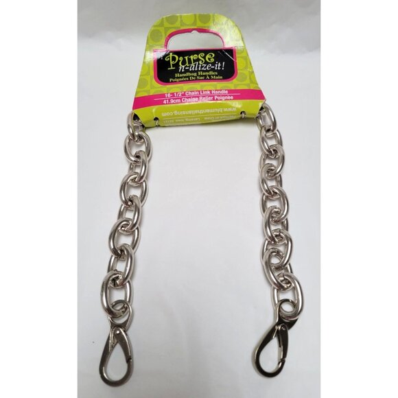 Purse N-Alize-It 16.5" Chain Link Handbag Handle Lobster Claw Clasps Silver-Tone - Picture 1 of 8